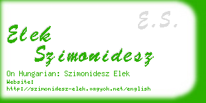 elek szimonidesz business card